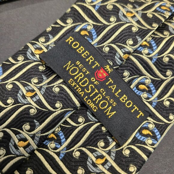 Robert Talbott Nordstrom Best Of Class X-Long Silk Tie 64x3.75 Black Gold Blue - Picture 6 of 7